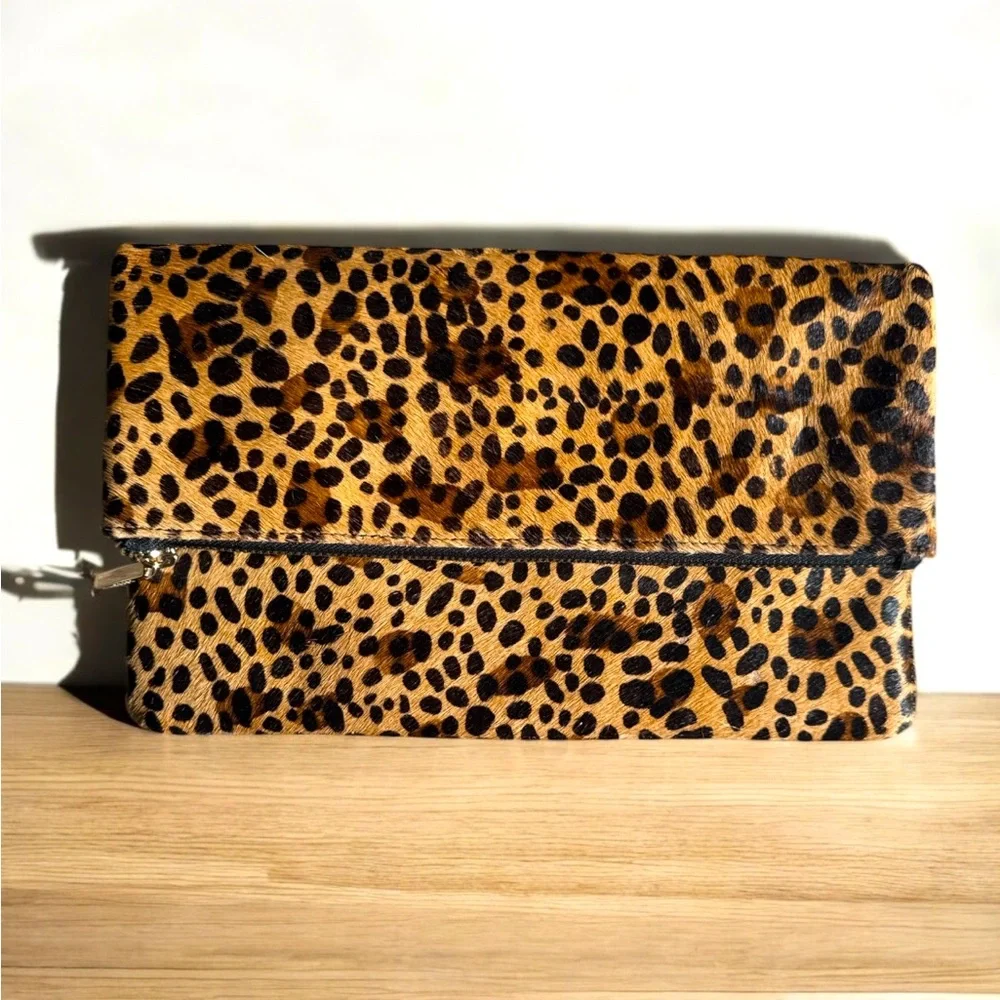 WHISTLES Leopard Print Chapel Foldover‎ Clutch Bag